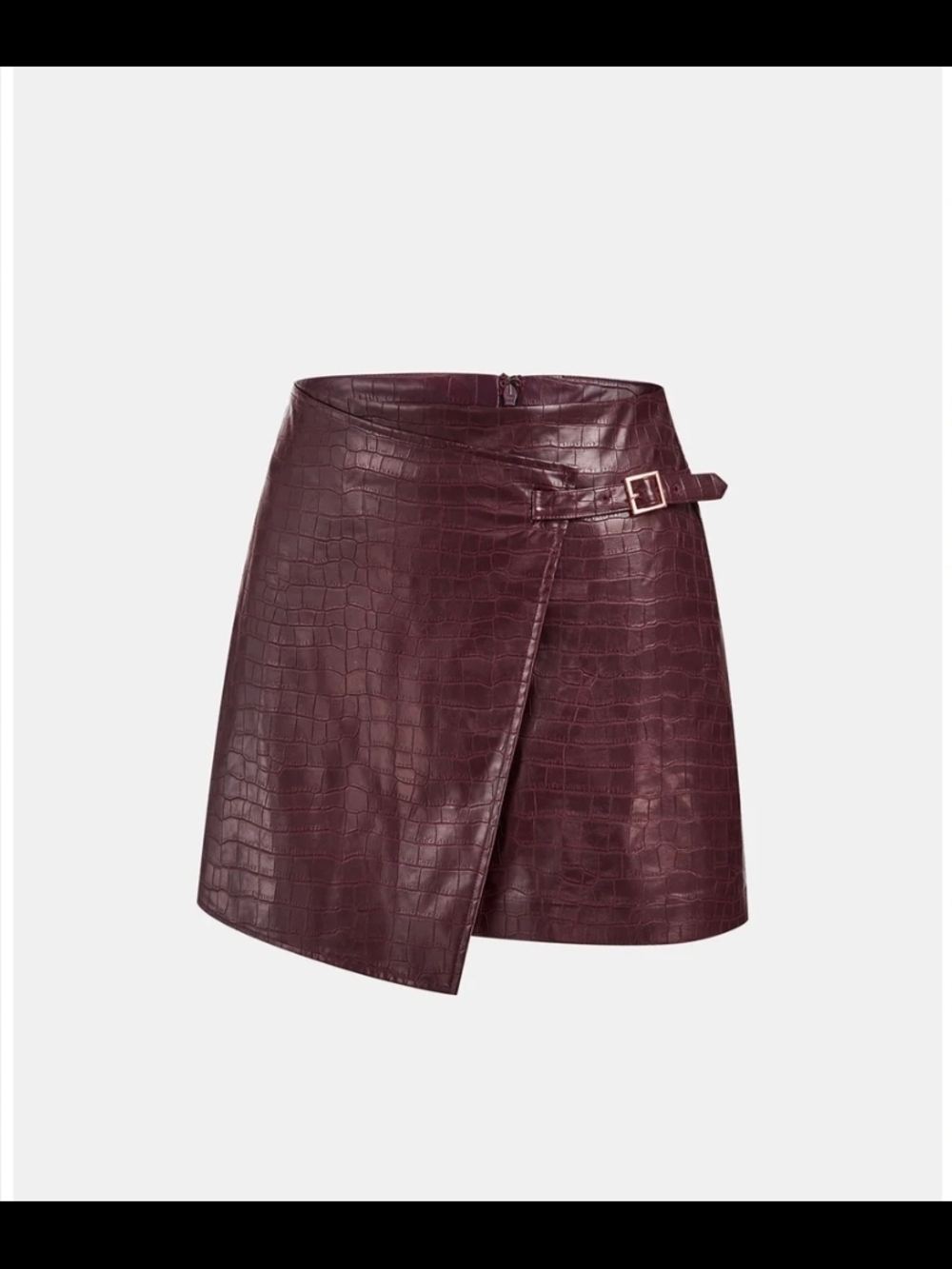 NWT $38 Commense Faux-Croc Wrap Mini Skort in Burgundy-XSmall